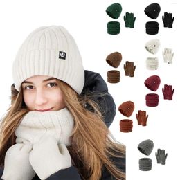 Scarves Men Women Winter Hat Scarf Gloves Sets Thickened Warmer Neck Beanies Hats Glove For Outdoor Bonnet Caps Tube Rings
