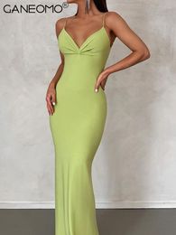 Casual Dresses Prom Slip V Neck Backless Maxi Dress Women Summer Sexy Elegant Evening Party Night Ladies Birthday Bodycon Dance Long 230428