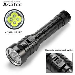 Torches Asafee DX4 100M Underwater XM-L U2 LED 4500LM Diving Flashlight IPX8 Waterproof Torch Portable Scuba Lantern Q231130