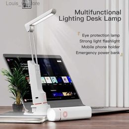 Book Lights New 2 in 1 Folding Table Desk Lamp multifunctional flashlight Rechargeable portable Power Bank emergency Camping Reading Light YQ231130