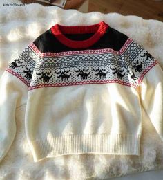 New toddler sweater Elk jacquard boys hoodie Size 100-160 kids designer clothes Multi layer pattern design baby pullover Nov25