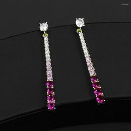 Backs Earrings Brand Genuine Luxury Real Jewels 2023 925 Silver Needle (Korean Version) Simple Long High-grade Versatile Trendy Ea
