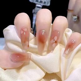 False Nails 24 Fake Nail Kit With Glue Gel Gentle Artificial Finger Manicure Camellia For Masquerade Banquet Weekend Trips