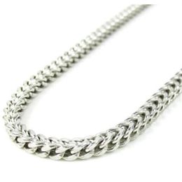 24 3mm 12 Grams 10k White Gold Franco Box Cuban Hip Hop Chain Necklace256m