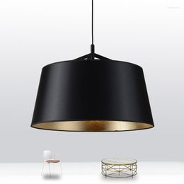 Chandeliers Creative Fabric Chandelier Retro Triangle Bracket Living Room Bedroom Lamp Black Dining Round LED Handing Home PA0538