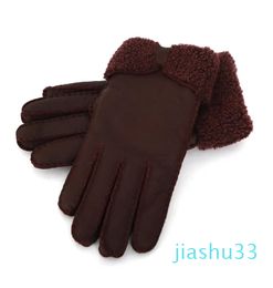 Whole - Warm winter ladies leather gloves real wool gloves women