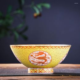 Bowls Jingdezhen Bamboo Hat Shaped Bowl Ceramic Rice Antique Large High Foot 7-inch Ramen Longevity