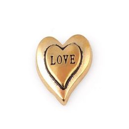 20PCS lot Gold Color Love Word Letter Charm DIY Heart Floating Locket Charms Fit For Glass Memory Locket206V