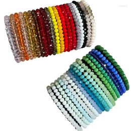 Charm Bracelets 36 Pieces Set Bohemia Women's Colourful Crystal Bracelet Stacked 6mm Elastic Jewellery Fashion Gift