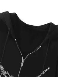Women's Hoodies Women S Vintage Gothic Streetwear Y2K Zip-Up Hoodie Skeleton Oversized Sweatshirt Punk Finger Long Sleeve Jacket
