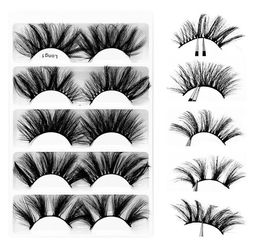 Long style 5 IN 1 fluffy natural 3d 5d 25mm 30mm faux mink lashes Thick Eyelashes Extension Silk Eyelashes Dramatic Volume Fake La7940055