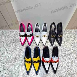 Designer Sandals Fashion Sexy Women High Heels Luxury Brand Multicolor Patent Leather Thick Heel Party Shoes Genuine Leather Pointed Toe Wedding Party Shoes