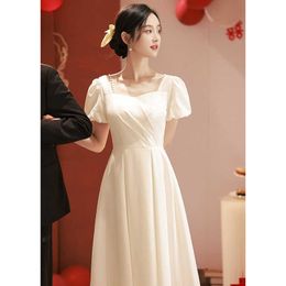 Party Dresses Small White Evening Dresses Can Be Worn at Ordinary Tim; Small White Dresses for Registration in Summer; Toast Dresses; Female French Engagement Dresses
