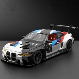 Blocks 1 24 M4 Alloy Sports Car Model Diecast Metal Toy Vehicles Simulation Sound and Light Collection Childrens Gift 231129