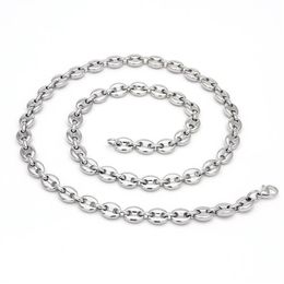 Coffee Beans Link Chain 7 4MM Necklace For Men Stainless Steel Rope Link chain Necklaces Fashion Hip hop Men Jewelry263A