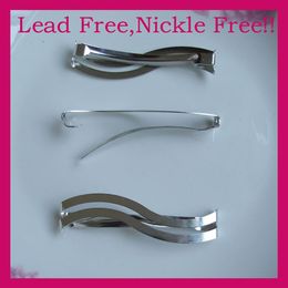 20PCS Silver Finish 6 0cm 2 35 S shape filigree flat Metal Snap Hair Barrettes at lead nickle diy hair accessories260u