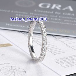 Factory price iced out 1.2mm vvs moissanite diamond full eternity S925 sliver pass diamond tester D Colour moissanite pinky rings