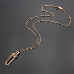 Designer double ring bamboo necklace luxury brand horseshoe buckle pendant earrings female geometric earrings Valentine's Day193j