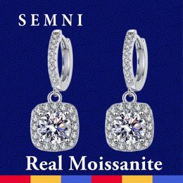 Stud SEMNI 10ct60ct Diamond Drop Earrings for Women Ruby Sapphire Wedding Jewelry White Gold Plated 925 Sterling Silver 231129