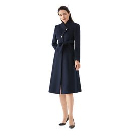 Office Lady Uniform Medium Length Professional Attire Jewellery Bank Hotel Reception Work Wear Black Woollen Coat For Women