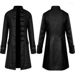 Men's Trench Coats Men Coat Uniform Steam Punk Long Style Stand Collar Solid Retro Show Clothing Halloween Party Costume