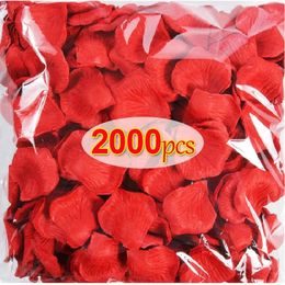Faux Floral Greenery 1000/2000 pieces of red artificial rose petals Colourful romantic love silk fake roses used for wedding party decoration 231130