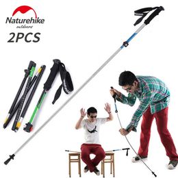 Ski Poles 2PCS Ultra-light Outdoor Walking Sticks EVA Handle 5-Section Adjustable Canes Trekking Pole Alpenstock Foldable 231124