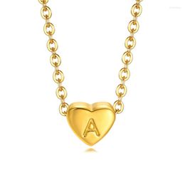 Pendant Necklaces KOTiK Gold Color 316L Stainless Steel Initial Necklace For Women Choker Chain Tinny Heart Letter Jewelry Wholesale