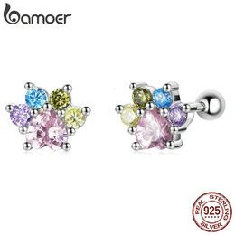 Ear Cuff Genuine 925 Sterling Silver Colourful Zirconium Paw Women Studs Rainbow Stud Earrings for Girl Fine Jewellery Gift 231129