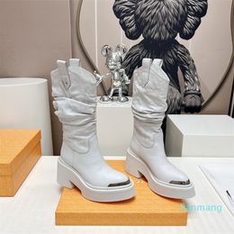 2023 boots Heel metal decoration Sexy Real Leather Stiletto Heels Winter Long Martin Booties 35-41