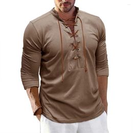 Men's T Shirts Henley Neck T-Shirt Men Long Sleeve Casual Button Solid Color Fashion T-Shirts Male Outddor Sports Bottoming Tops