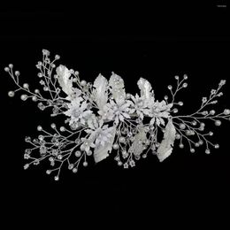 Hair Clips Handmade Rhinestones Crystal Pearls White Flower Leaf Bridal Clip Barrettes Wedding Accessories Women Jewelry