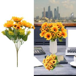 Decorative Flowers 7 Forked Sunflowers 2 Bunch Artificial Household Decoration Flower Materials Wedding Arch Home Decor