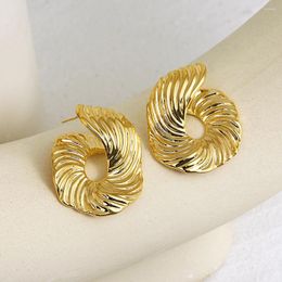 Dangle Earrings AENSOA Irregular Exaggerated Texture Twist Copper Metal For Women Girl Abstract Geometric Round Earring Fashion Jewellery