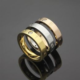 Three Diamond Luxury Love Ring Zirconia Designer Jewelry 18K Gold Plated Wedding Whole Adjustable with Packaging Box204e