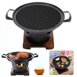 Creative Japanese Style One Person Cooking Oven Home Wooden Frame Alcohol Stove Gift Mini Barbecue Oven Grill Korean Bbq 210724283e