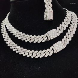 Necklace Earrings Set Hip Hop Rhombus Cuban Chain Iced Out Bling Bracelet Men Women 15mm Width Chains Hiphop Crystal Fashion Jewellery