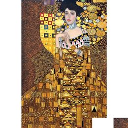 Paintings Gustav Klimt Woman Portrait Of Adele Bloch Bauer Oil Painting Reproduction Canvas Hand Painted Art For Home Wall Decor Dro Dh2Ti