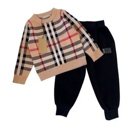 Kid designer sweater two piece sets baby clothes kids sweaters pant Long sleeved animal faces luxury brand top Warm and comfortable Pullover size 100cm-150cm B04