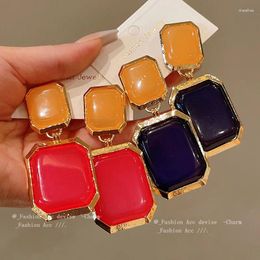 Dangle Earrings Exaggerated Geometric Pendant Earring Colorful Resin For Women Vintage Korean Style Jewellery Classic Charm Jewelry