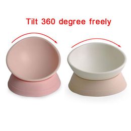 Cat Bowls & Feeders Dual Pet Bowl 360 Degree Any Angle Feeder Tilting Anti-skid Dish For Small Dog