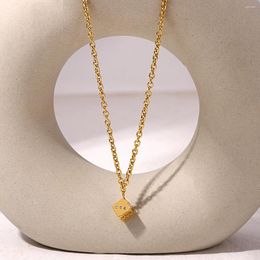 Chains Greatera Unique Stainless Steel Cube Dice Pendant Choker Necklaces For Women Men Gold Color Metal Chain Necklace Jewelry 2023