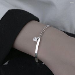 Link Bracelets Exquisite Pentagram Zircon Pendant Light Luxury Shiny Rhinestone Minimalist Double-layer Chain