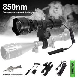 Torches T21 IR 850nm Night Vision Flashlight Tactical IR 940nm Infrared Radiation illuminator Zoomable IPX65 Waterproof Hunting Lantern Q231130