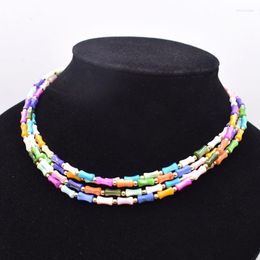 Choker Bamboo Joint Beads Necklace Natural Freshwater Shell Mother Of Pearl Beaded Boho For Women Jewelry