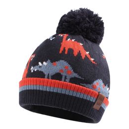 Caps Hats Winter Toddler Boys Dinosaur Hat Autumn Kids Warm Knitted Baby Beanie Fashion Suitable For 2-10 Years Old 231129