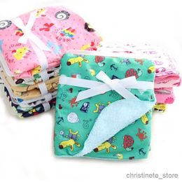 Blankets Swaddling Baby Blanket Coral Fleece Cartoon Double Layer Receiving Swaddle Envelope Stroller Wrap For Bebe Bedding Blankets Set R231130