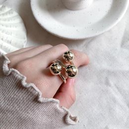 Cluster Rings MENGJIQIAO Punk Irregular Gold Color Metal Ball For Women Europe American Mid Finger Knuckle Fashion Adjustable