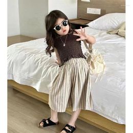 Clothing Sets Sleeveless Girls Tank Top Summer Children's Cotton Korean Kids Suspender Loose Pants Set