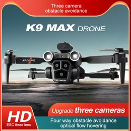 K9 Max HD ESC 3 Camera Mini Drone Professional Optical Flow Hovering Dron Four-sided Obstacle Avoidance Quadcopter RC Toy Drones Gifts